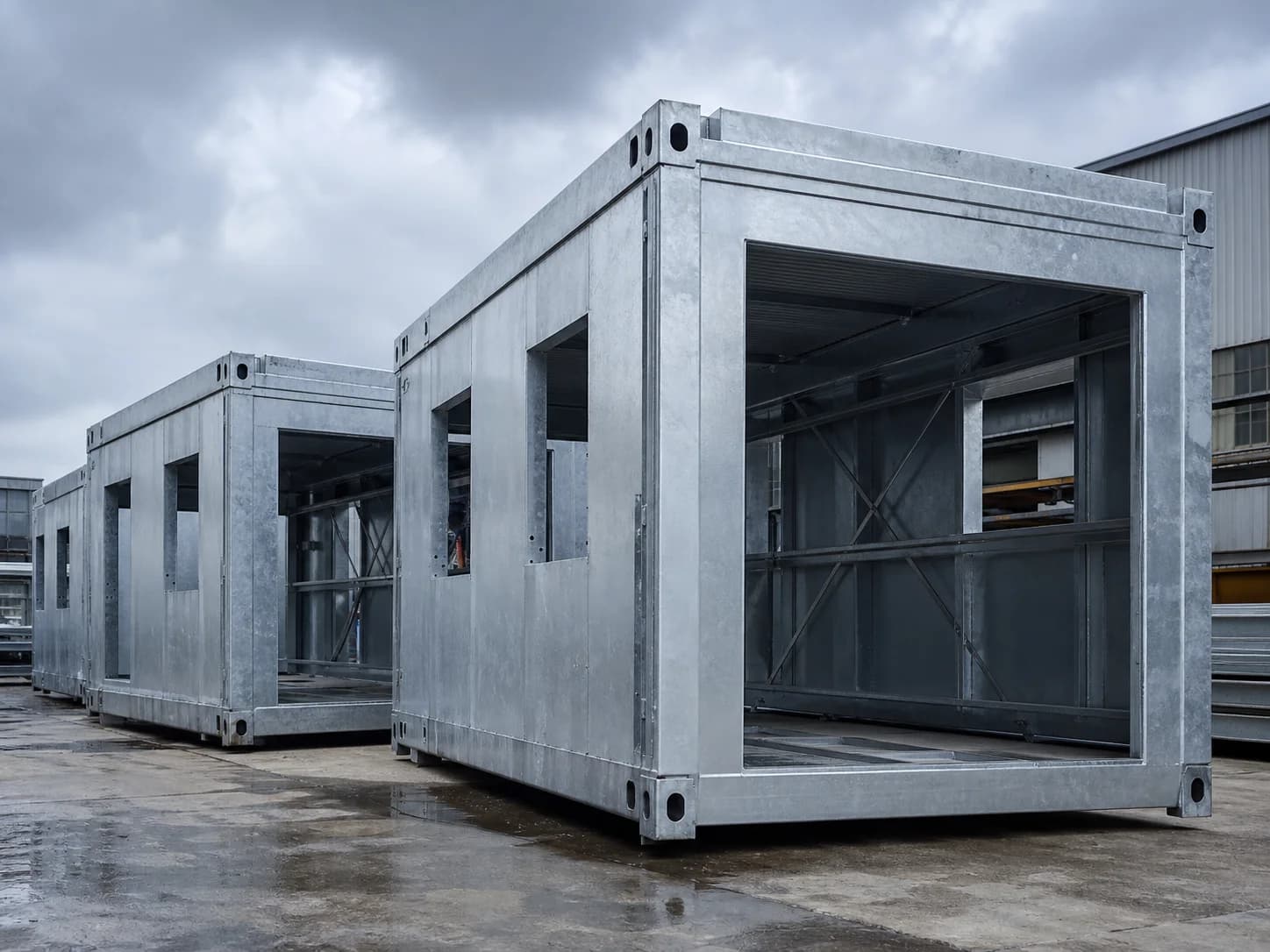 Cepas galvanized steel pod construction — illustrative image, not an on-site photograph